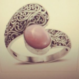 🔥PERSIAN PINK.OPAL TIGHTLY MESHED, BYPASS, STERLING RING. SIZE 7. (R-1104277)